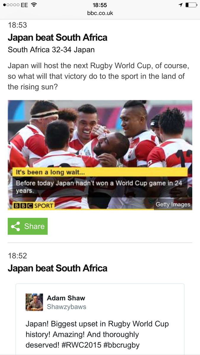 OMG did I just see this scoreline?? Go Japan!!!!