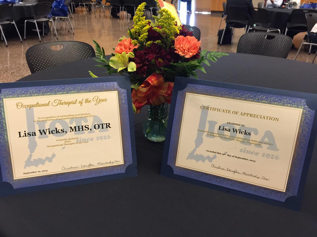 My <a href="/IN_OTA/">IN OT Association</a> presidency ends today.  Honored to be named OT of the Year in Indiana. #IOTA15 #occupational therapy