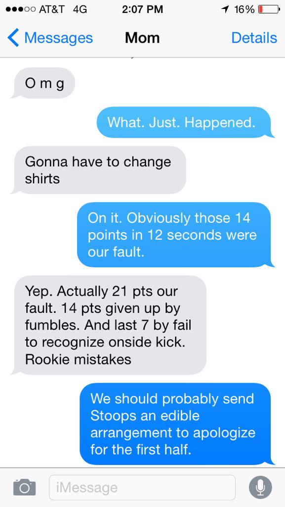 HaileyHolloway_'s tweet photo. Don't worry, Sooners- @SissySissy722 and I are changing and we're sorry for the 1st half..
#OUvsTulsa #superstitious http://t.co/BF7mOY4LHm