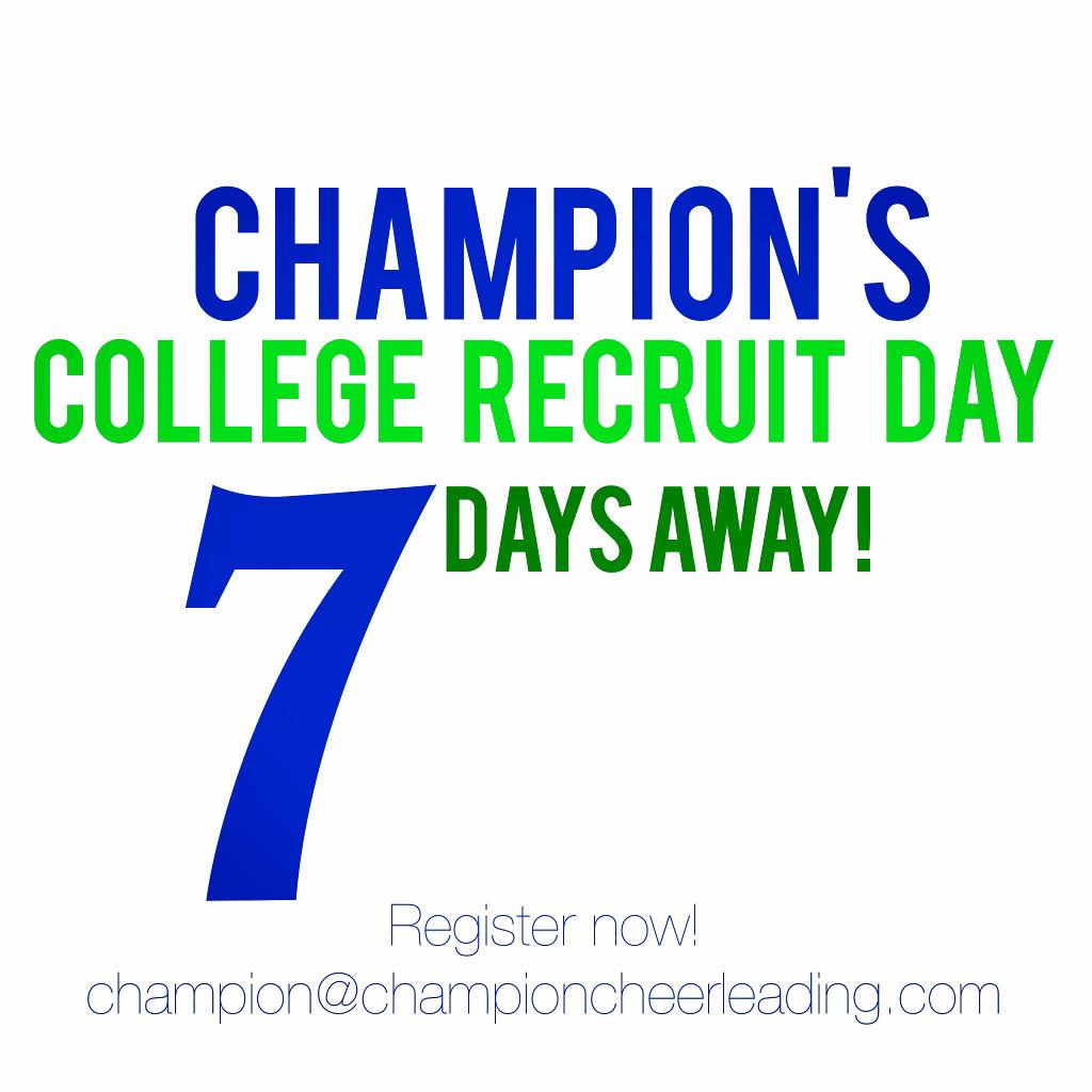 ChampionCamps's tweet photo. Only a few days left to register for our College Recruit day! Contact the office right away to register. 810-632-9717 http://t.co/Cdumi8id3v