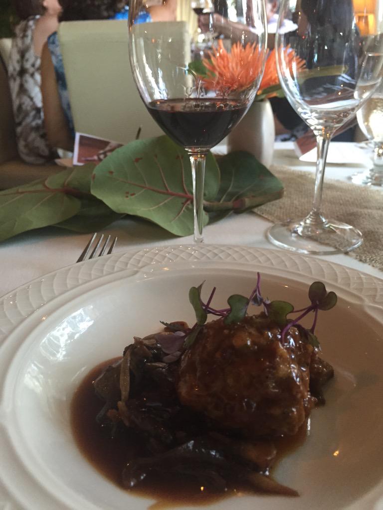 Enjoying <a href="/CakebreadWines/">Cakebread Cellars</a> cab sav paired with duck meatball and mushroom ragout #foodie #foodblogger #wine #duck