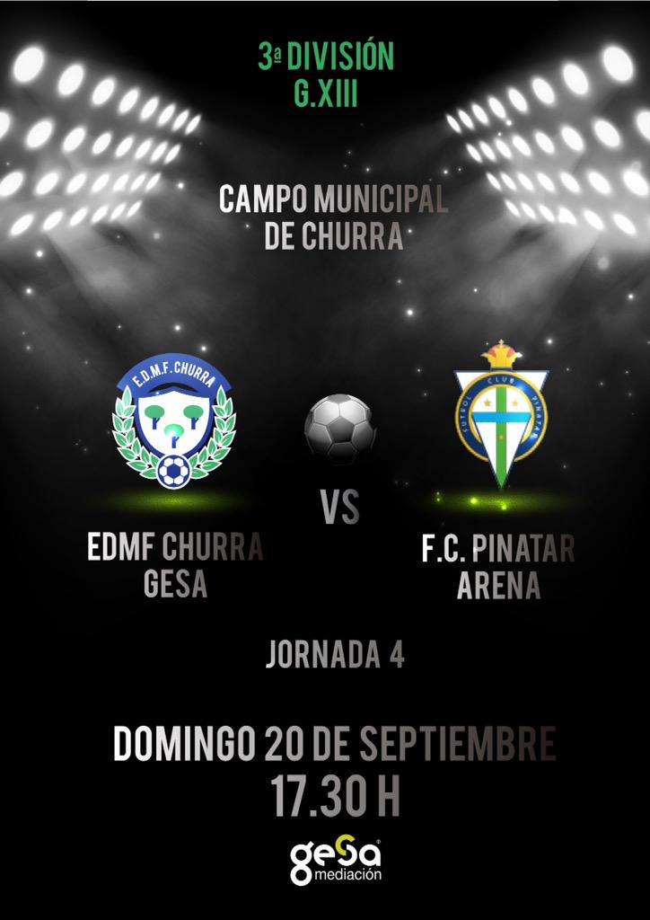 edmfchurra's tweet photo. Recuerda que mañana tienes una cita con tu equipo Gesa Churra en el Municipal de Churra. 17.30h. No te lo pierdas. http://t.co/wIuuPe4NnW