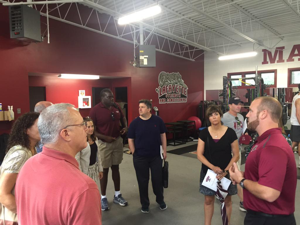 lafstrength's tweet photo. Coach Potts speaking with members of the Maroon Club Executive Committee, and showing off the new strength center. http://t.co/XxunNZN8uh