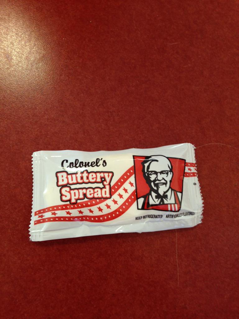 that_whiteboy's tweet photo. Wtf I just found out that @kfc bags their butter http://t.co/B7ovg71XyL