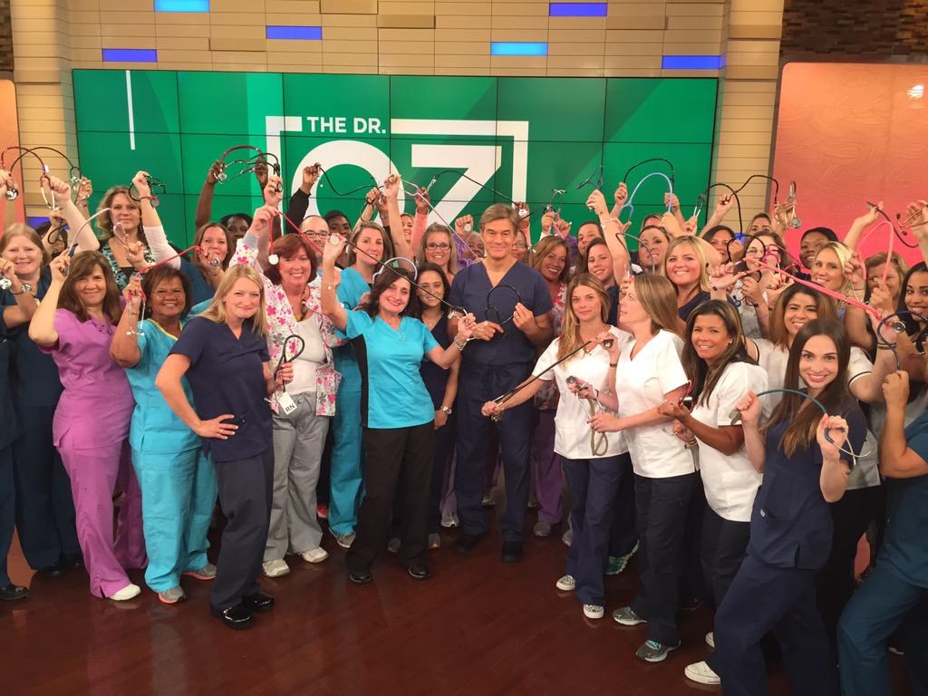 DrOz's tweet photo. I have some very special guests for Monday's show. If you're a nurse – or know one – be sure to join us! #NursesUnite http://t.co/RpXOBu4qb8