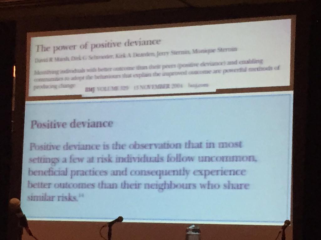 EMtogether's tweet photo. Dr Keira Mason:
Positive deviants are cultural innovators. Recruit them, support them. 
#PSOOR http://t.co/Iif3R5negj
