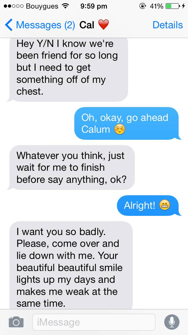 5SCS_Smut's tweet photo. “Just wait for me to finish” - #Calom #CuteSCS #TextSCS http://t.co/wsSKtSlF5g
