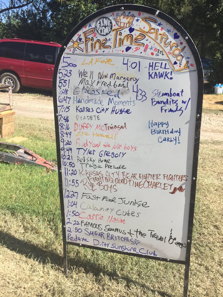 jackhope's tweet photo. Fine Time Stage schedule for Saturday #Winfield #wvf44 http://t.co/NlVjd7S4Vg