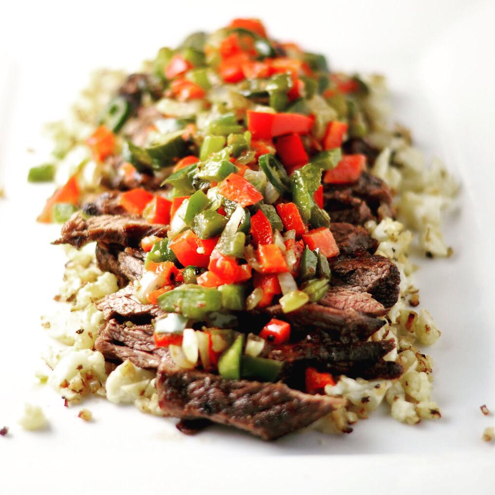 ModLowCarb's tweet image. Dinner is five spiced flank #steak with pepper relish. #lowcarb #keto #glutenfree #RECIPE: bit.ly/1KYM6bC