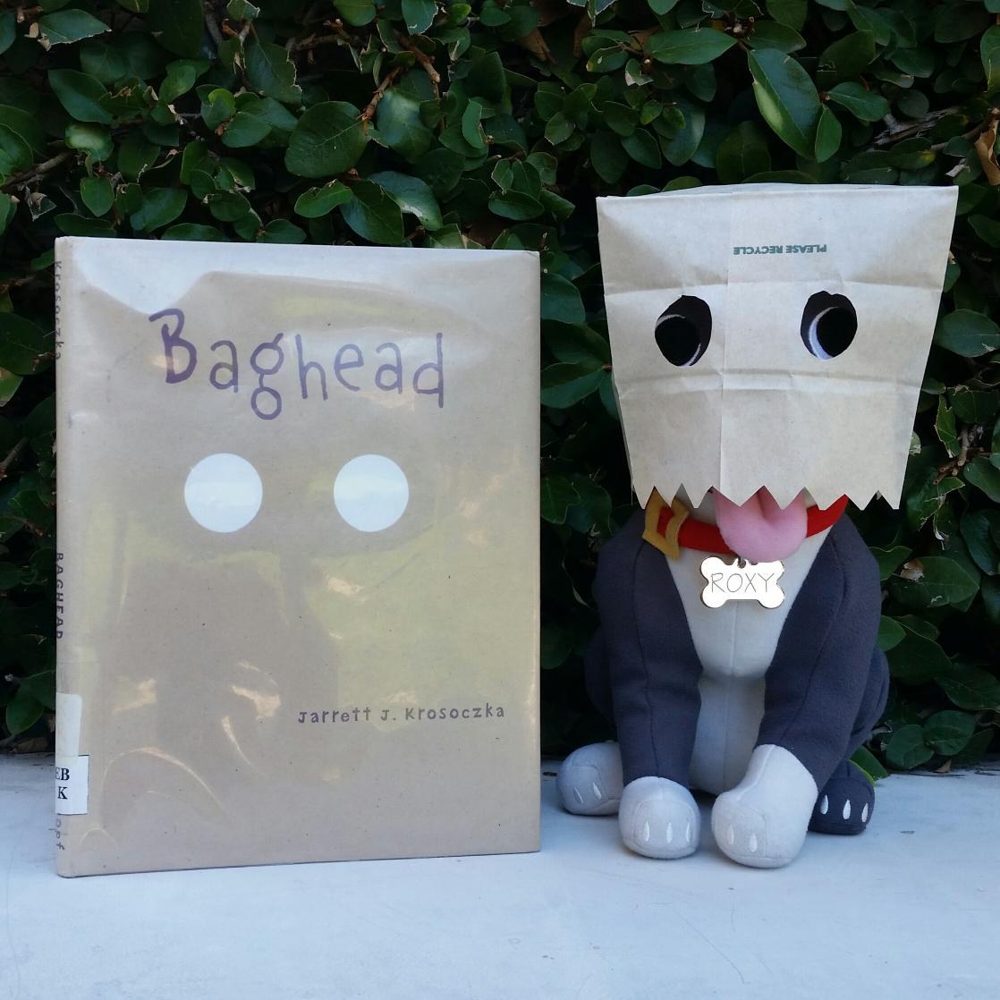 campreadsmore's tweet image. #Roxy had a lot of fun this morning with @StudioJJK &apos;s #Baghead ! #librarymascot #adventuresbeyondthepages