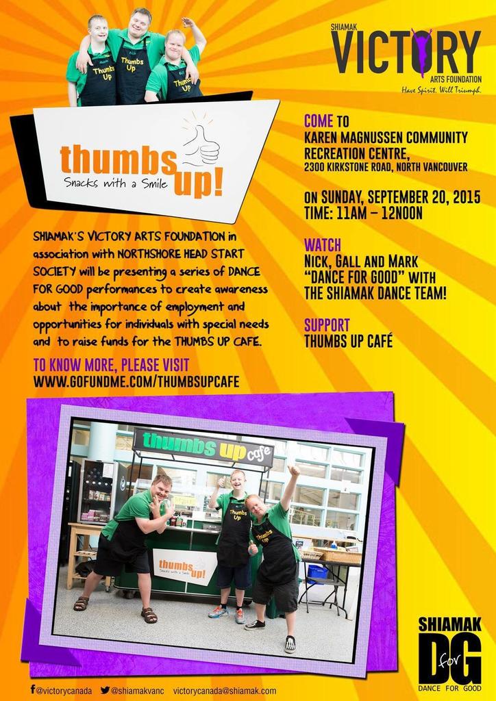 suragini1's tweet photo. Want to make your Sunday exciting?Join us @shiamakvanc for some fun tomorrow #Dance4Good #ThumbsupCafe at 11am http://t.co/MB5hEJqxHT