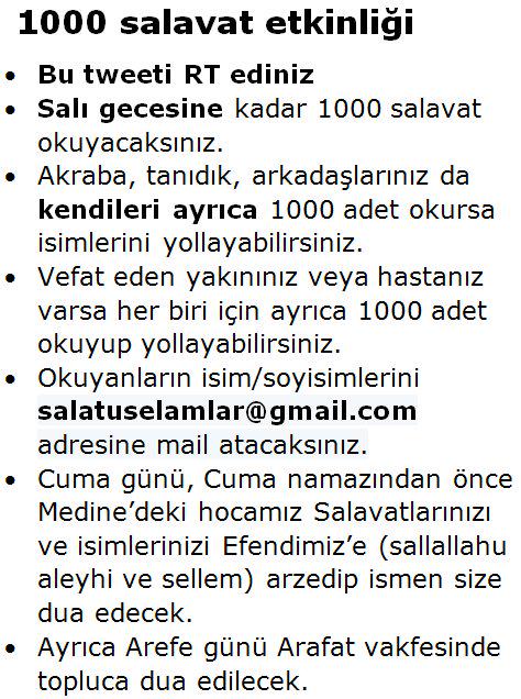 salavatlar's tweet photo. 1000 salavata Medine'de 
Efendimizin ﷺ huzurunda isme dua ve selam ve salavatlarınızın ismen teslimi için 
ayrıntı http://t.co/UegPEyD005