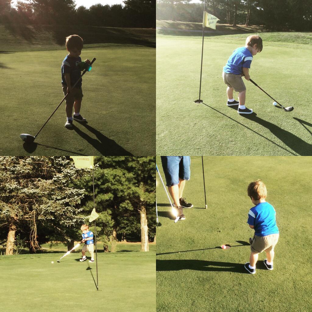 golferDZ's tweet photo. His first 6 holes on the course today. Good ball striking; power needs some work. @IJPDesign first toddler sponsor? http://t.co/cq56xSP0NX