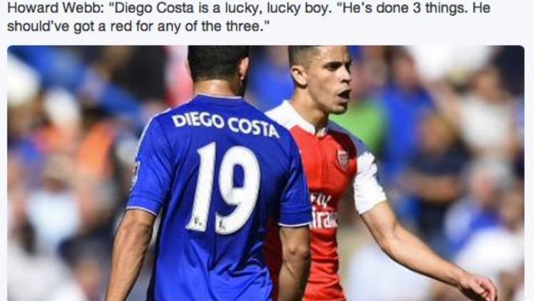 Goonersgonewild's tweet photo. Today Diego Costa disgraced the beautiful game... #IStandWithGabriel #MikeDeanIsBlind #MikeDeanNeedsToRetire #afcvcfc http://t.co/393MgVf8d8