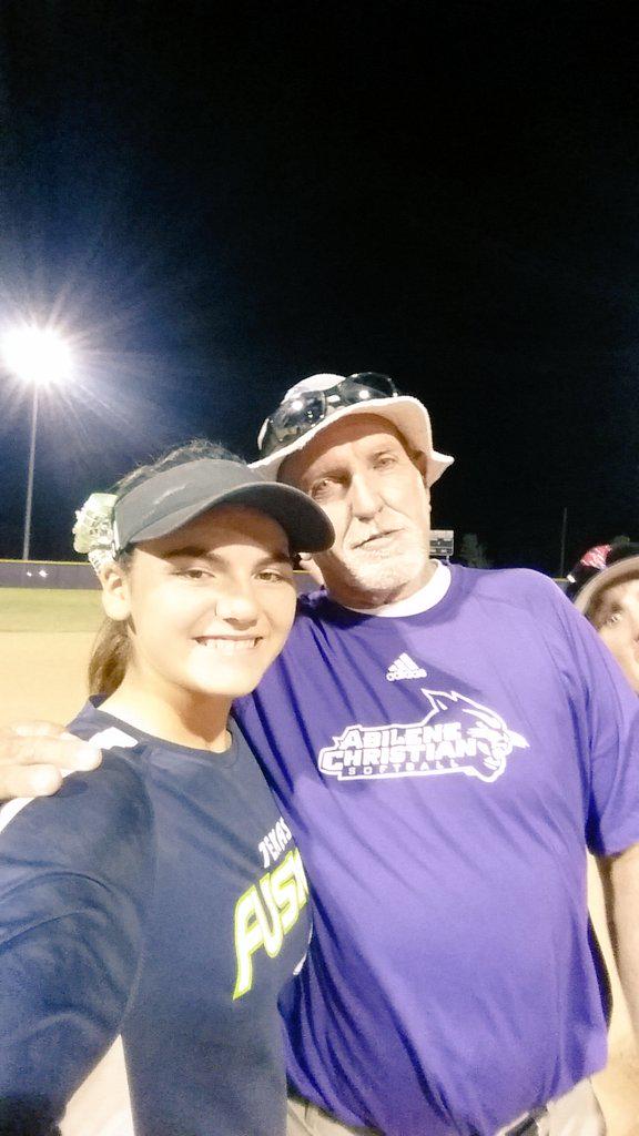 Selfie with Coach Reeves from <a href="/ACUsports/">ACU Sports</a> during <a href="/TexasFusionFPSB/">TexasFusionFastpitch</a> Camp. See ya in Dec. #saleendonohoe2019 #ACUsoftball