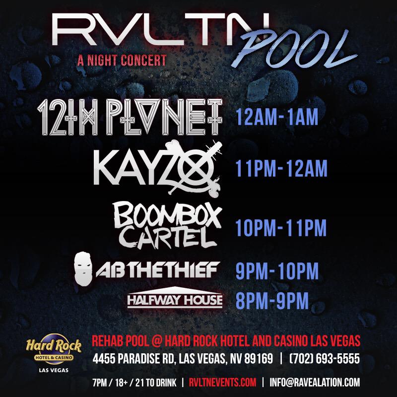 Ravealation's tweet photo. Set times for tonight!! // #RVLTNpool
Tickets: http://t.co/zSoaWsgTX0 http://t.co/GqSVBeO9dD
