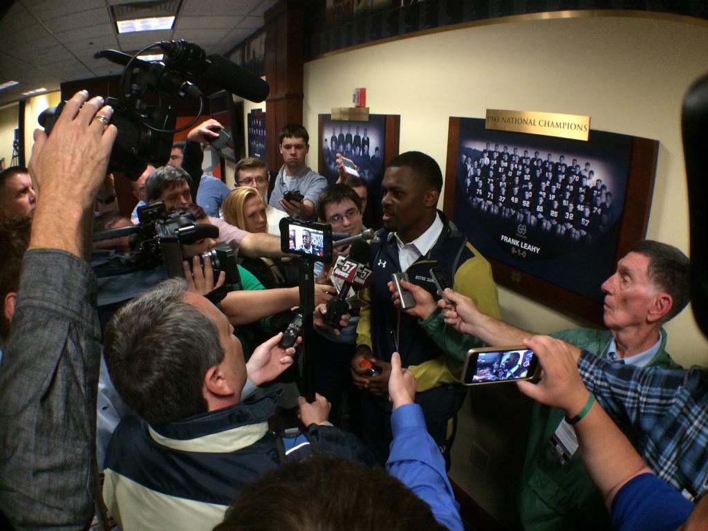 NDFootball's tweet photo. "Nobody is coming in here and beating us on our home turf" - CJ Prosise on being called under dogs this week http://t.co/7xZRlZXWHu