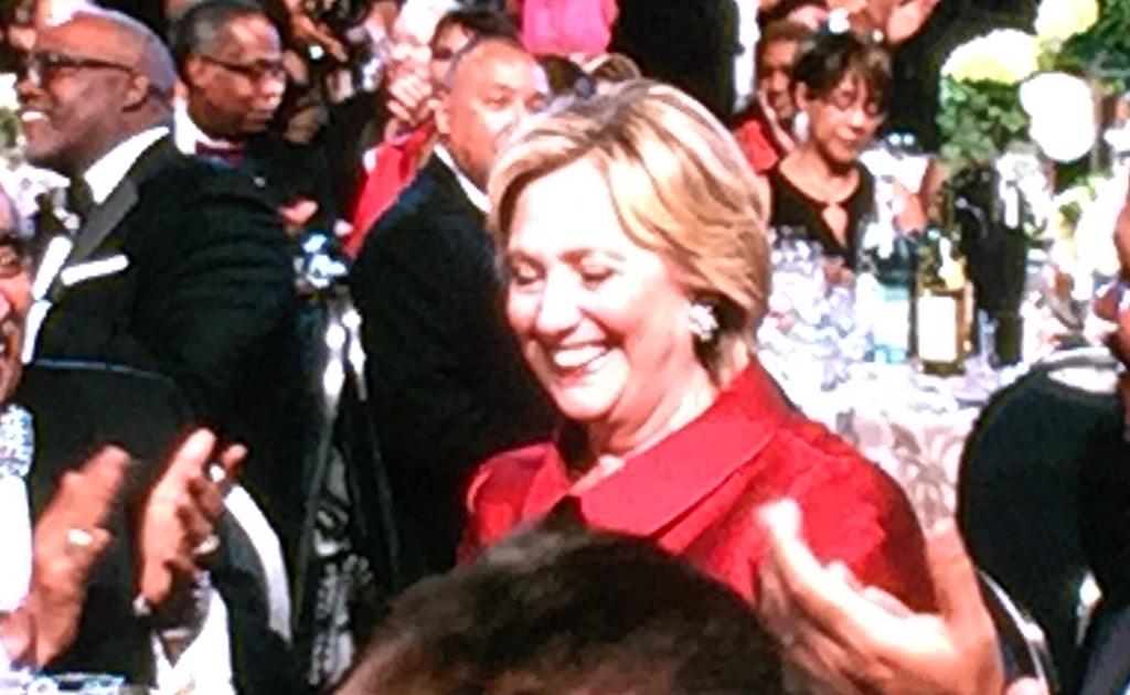 kcovington's tweet image. Hillary's here #CBCFALC15