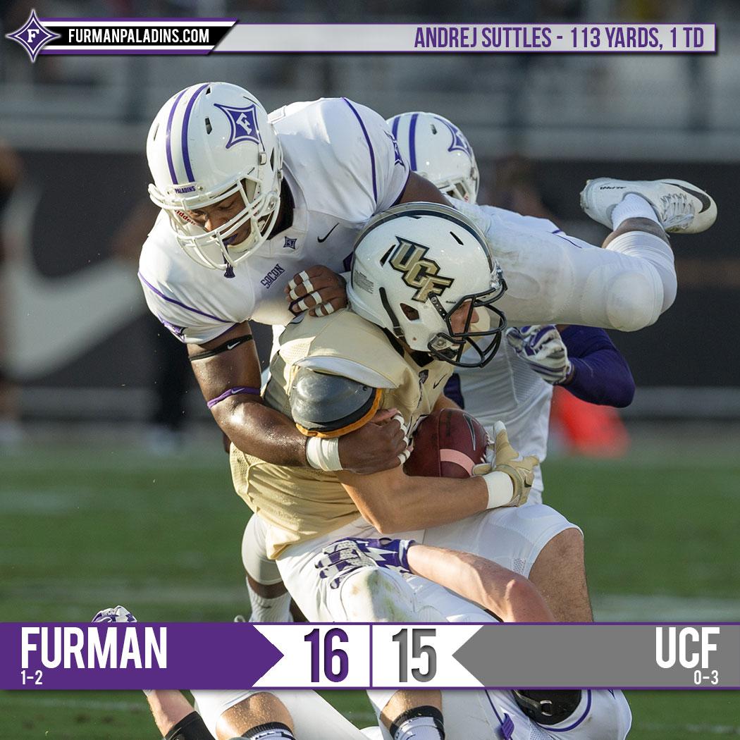 PaladinFootball's tweet photo. FINAL - #Furman 16, @UCF_Football 15! Furman's first win over an FBS opponent since 1999! http://t.co/zvrHKWW2xU