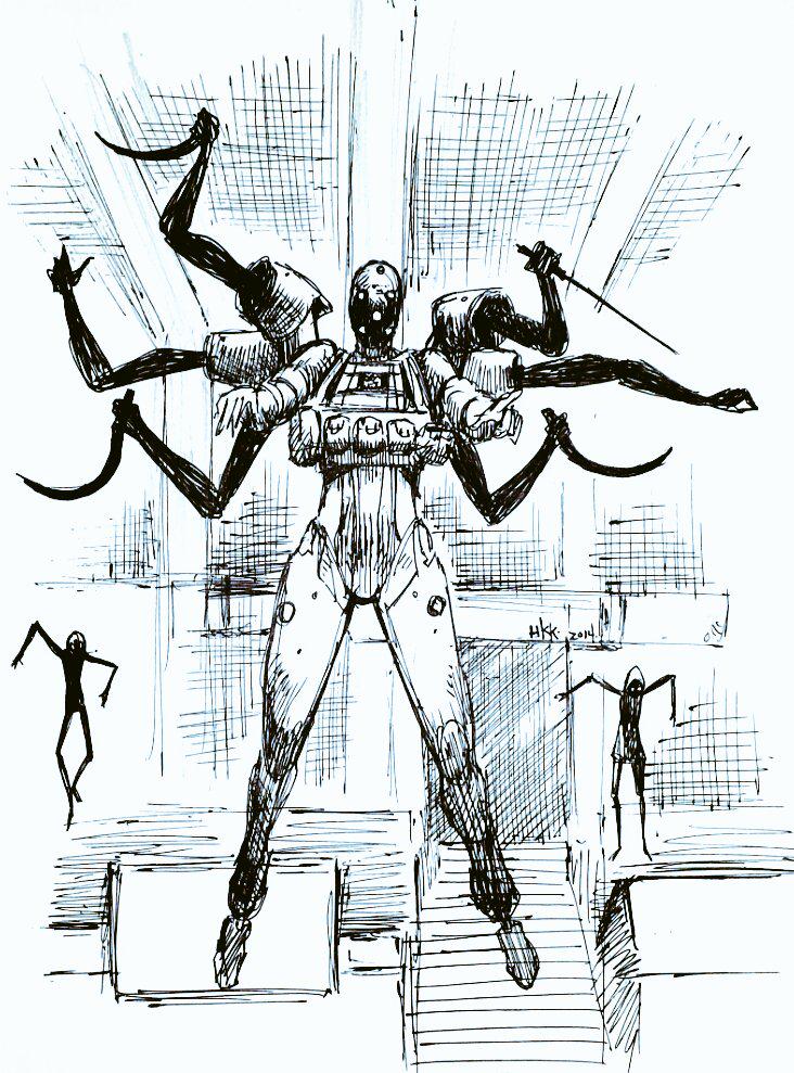 HEOH_KIM's tweet photo. #MGS4 #ScreamingMantis #sketch by me. #metalgearsolid #mantisdoll #sorrowdoll http://t.co/v0OH9LFFne