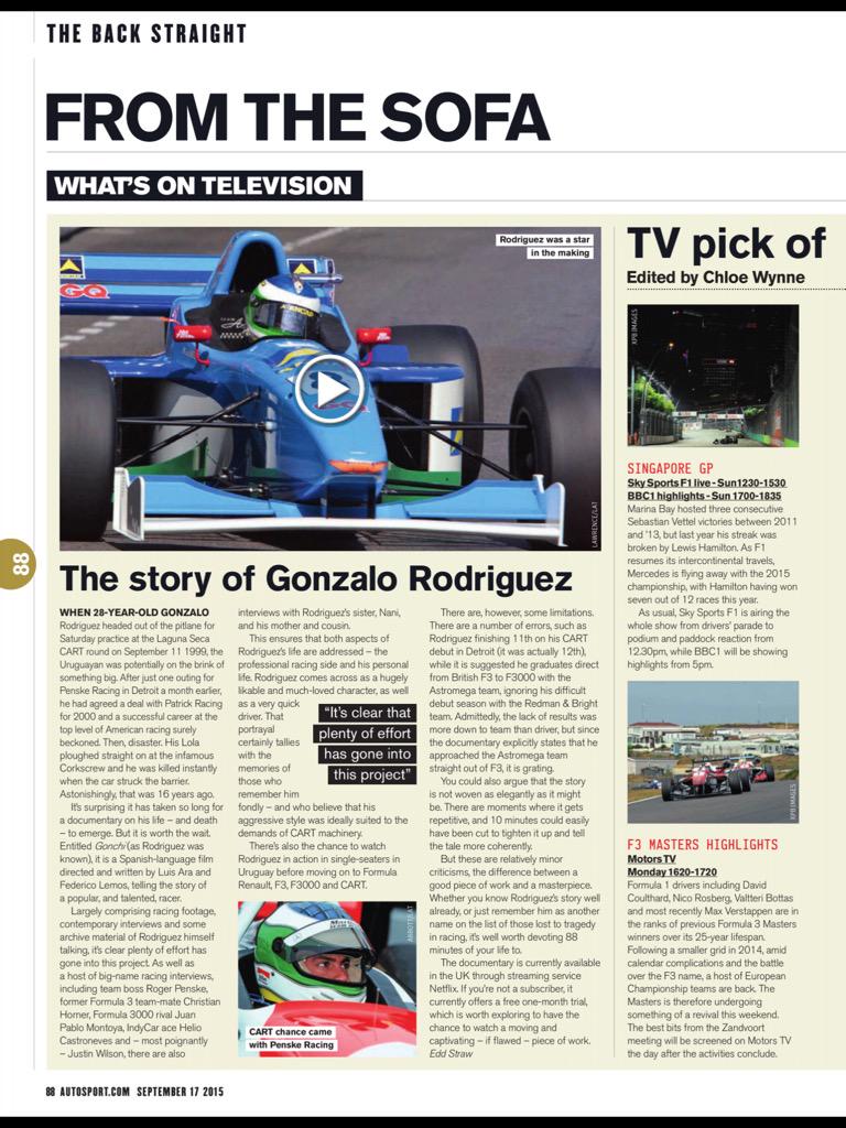 rafauy's tweet photo. #SiempreGonchi "It's clear that plenty of effort has gone into this project": @eddstrawF1 reviews @Gonchi_lapeli http://t.co/i8GjMFGXgm