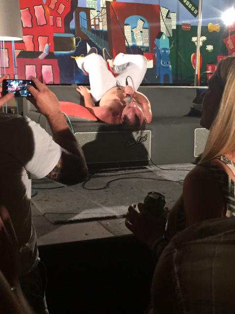 CouchOfRock's tweet photo. The one and only @HarMarSuperstar getting the @CouchOfRock all nice and sweaty. 
#couchofrock #bludot #atx http://t.co/SjZR0gKnyA