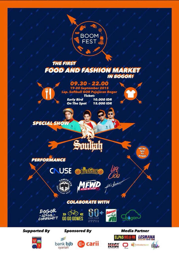 #SouljahGig : 20/09/2015 BOOMFEST Lapangan Softball GOR Pajajaran Bogor - 20.00wib HTM: 15K <a href="/souljahmusik/">Souljah Indonesia</a>