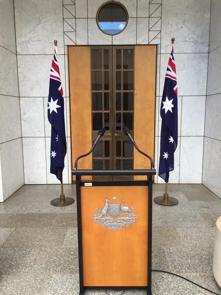 randlight's tweet image. .@NickHaggarty: Ready for Turnbull’s first PM’s Courtyard press conference @ABCNews24 #2flags #auspol    2 flags only