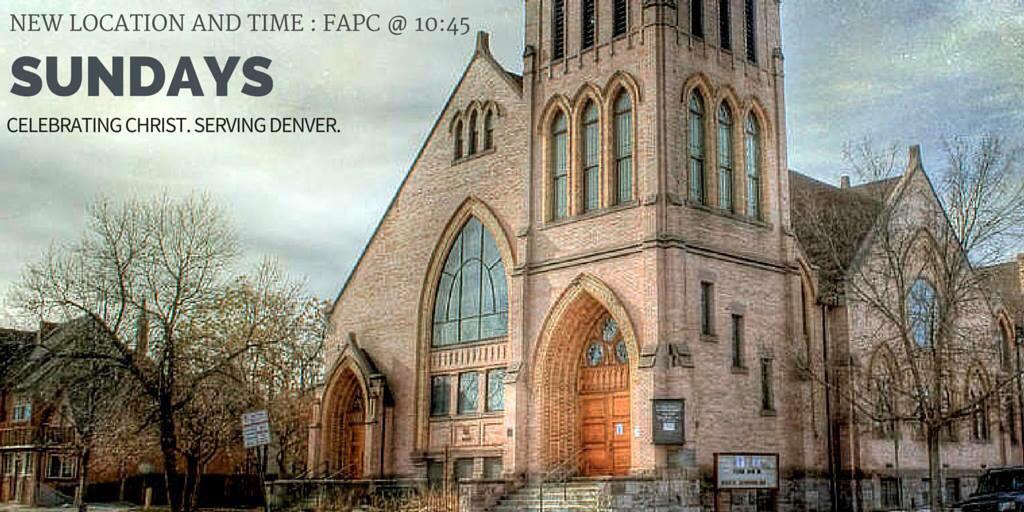 CityChurchDEN's tweet image. Tomorrow we are at FAPC for fellowship and coffee at 10:30 and the service begins at 10:45. See you at 10:30!