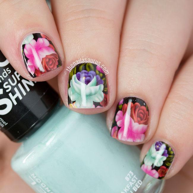 Can full cover water decals look good on short nails? YES YES YES! nlsrs.com/31DC2015flowers #31DC2015