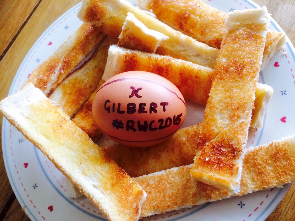 Breakfast time! Time to fill up for a full day of rugby! C'mon Wales!!! #RWC2015 #RWC #WALvURU #Wales <a href="/GILBERT_RUGBY/">Gilbert Rugby 🏉</a>