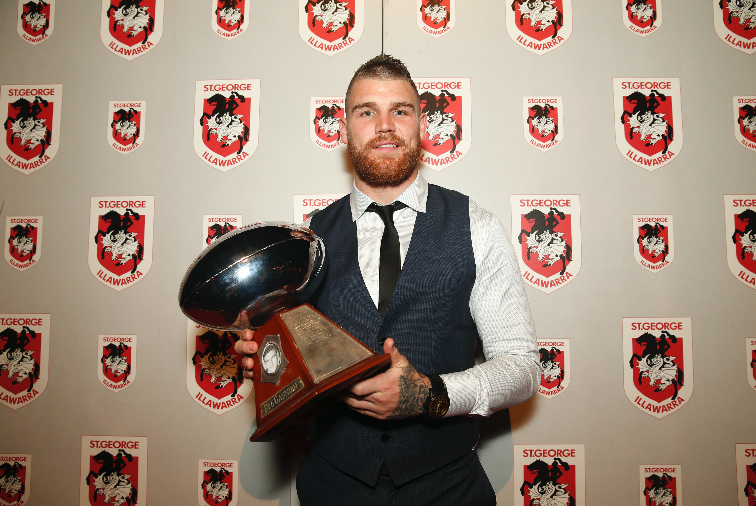 NRL_Dragons's tweet photo. @Josh_Dugan with his immortals trophy! #redvcarpet http://t.co/uklt50nim9