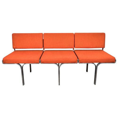 NYShowplace's tweet image. Do you love #ModDecor? You won't want to miss this #MidCentury #ThreeSeat #Orange #Bench by #ErwinandEstelleLaverne !