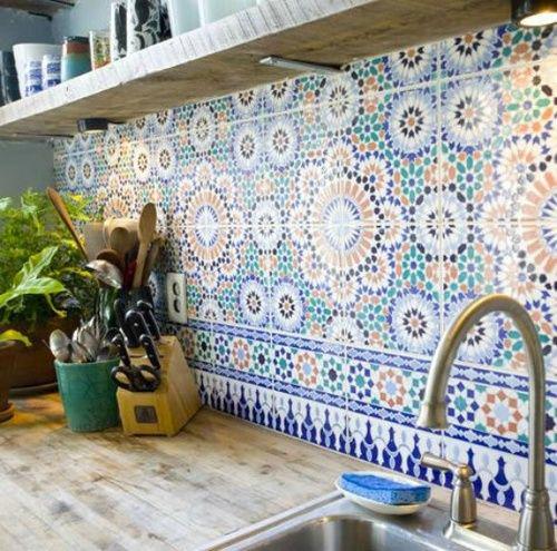 This #mosaic wall shows how simple it is to add colour and create a fun and exciting #kitchen