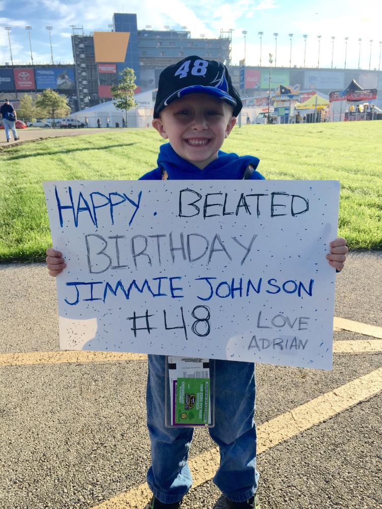 Happy Belated Birthday Jimmie Johnson! Love Adrian!!  