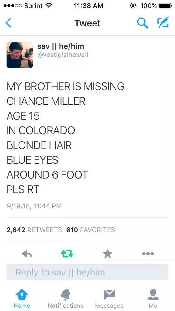 HunterRoseHaack's tweet photo. Help spread the word guys come on. @vestigialhowell is his brother go to his account and rt all his stuff ❤❤ http://t.co/rVdxaVlk05