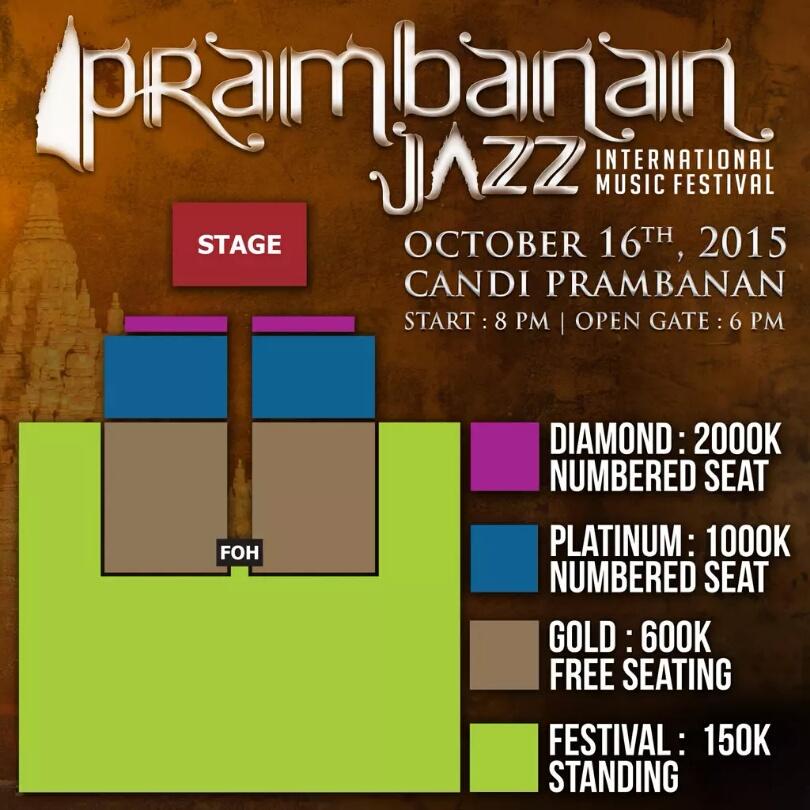 Info harga tiket dan layout tempat duduk / kelas tiket #PrambananJazz