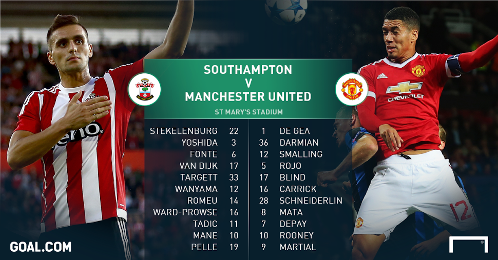Susunan pemain, #SaintsFC vs. #MUFC #MatchDayGoal bit.ly/1OImdww
