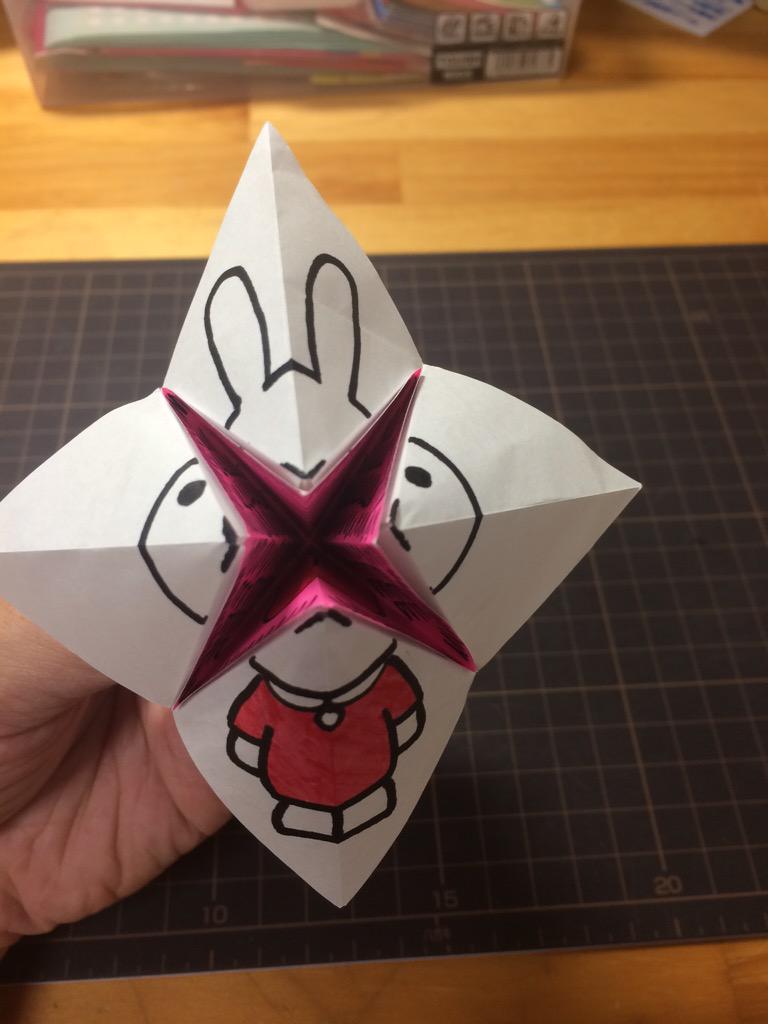 doppen3's tweet photo. #折り紙作品
「ミッフィーちゃんつくって！」と言われたから作った、見せたら怒られました http://t.co/8hatDxabil