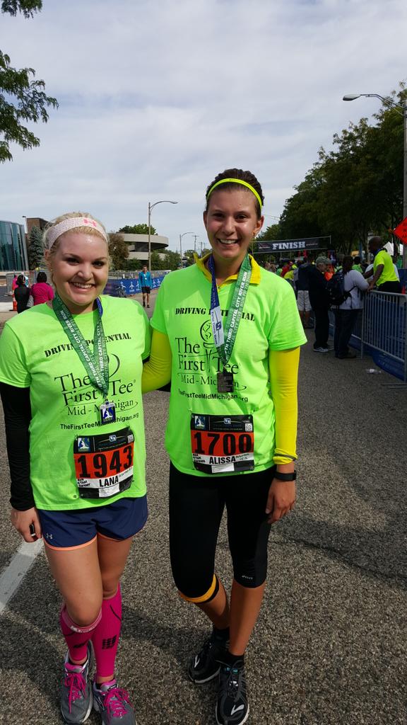 FirstTeeMidMich's tweet photo. Amazing job Coach Alissa &amp; Lana! We are so proud of you and love that you repped #TFTMM #Run4TFTMM #ccriverrun http://t.co/kt3ZijRsi1