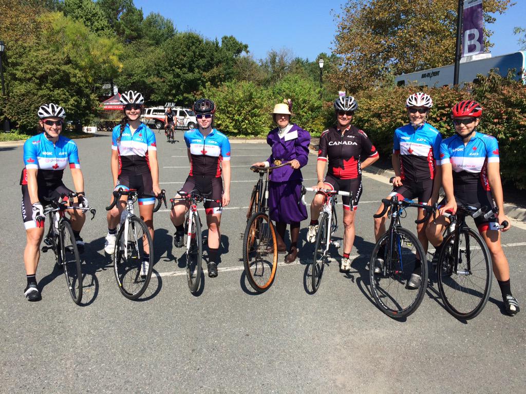 Racing the Junior women's &amp; elite women's race @Denisekelly15 @CanRoadCycling with 1886 bike. #uci #Richmond2015