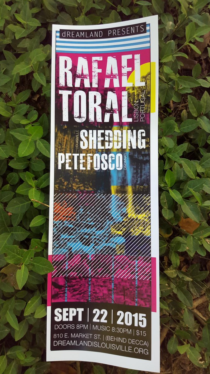 Tuesday night <a href="/DREAMLANDLouKy/">DREAMLAND</a> I'm playing with <a href="/pbfosco/">pete fosco</a> and @rtoral. Jonah O'Neil on video.  Hope you can make it!