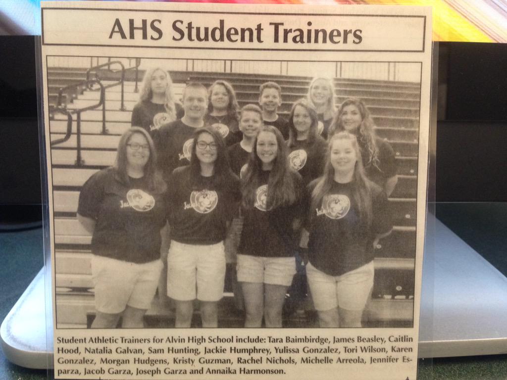 AhsAth's tweet photo. Thanks to the Alvin Sun for the picture of our fabulous football varsity hard working trainers! @CityofAlvinTx http://t.co/WHOMyhISvp
