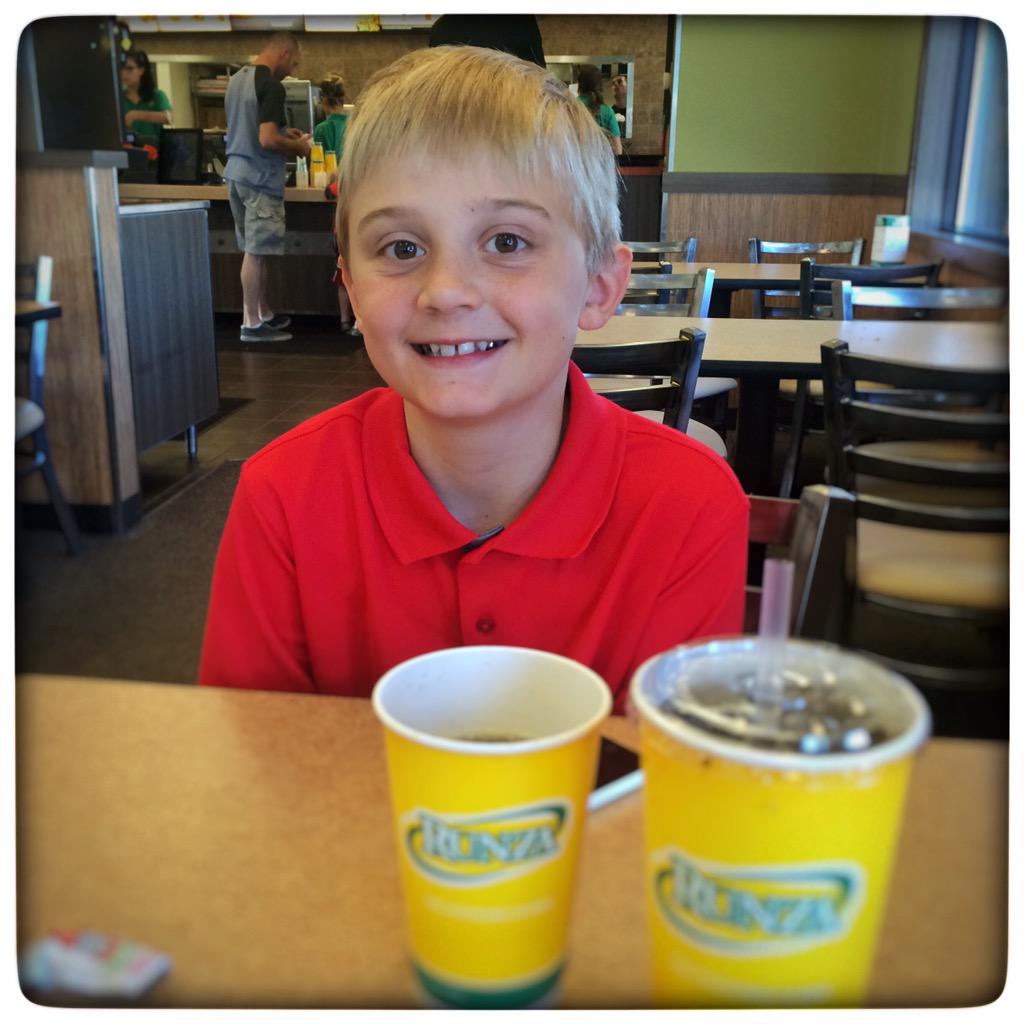 CoachMiles's tweet photo. Gabe's first @Runza experience. Right before he took first bite... He says, "YOLO" #GBR #Huskers #Letsscore70 http://t.co/RNL9uLXQSa