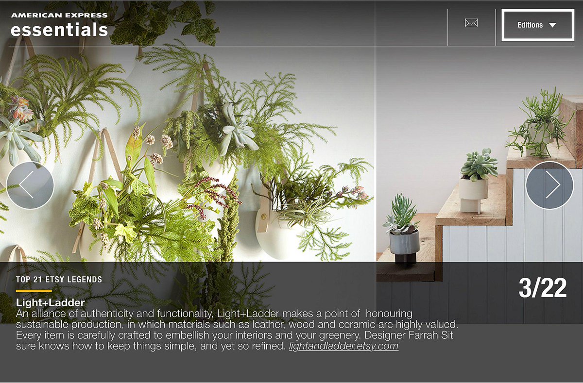 AMEXessentials's tweet photo. American Express Essentials Top 21 @Etsy Legends includes the inspirational @lightnladder - http://t.co/1eZRfb4nT6 http://t.co/wl4vTy789J