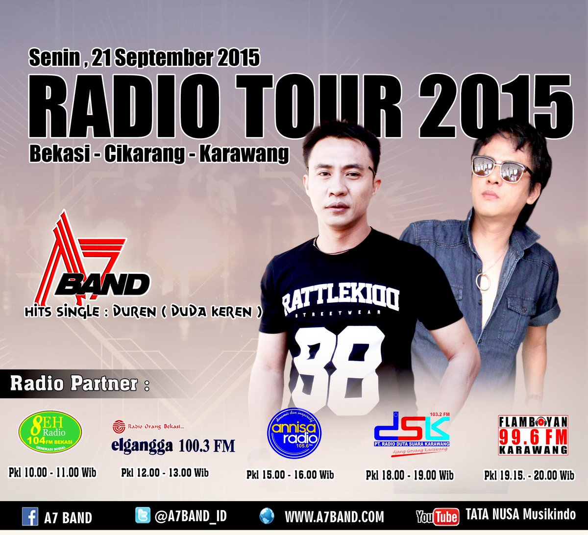 Tata_Musikindo's tweet photo. #RadioPromoTour #BekasiCikarangKarawang  @a7band_id  Senin,21 Sep'15 Gabung &amp; Ikuti Keseruanya ya gaes.... :) :) http://t.co/hg2aHwdFGl