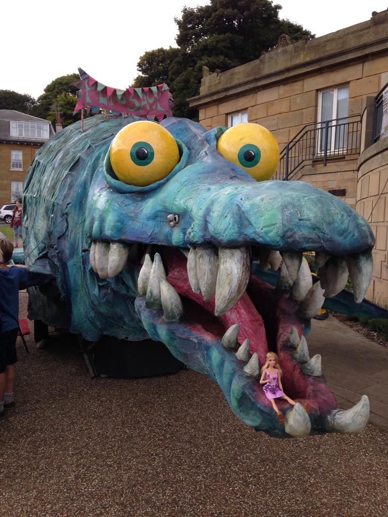 Making friends with Horace the Pliosaur at the #yorksfossilfest. Hope he is not feeling hungry!
