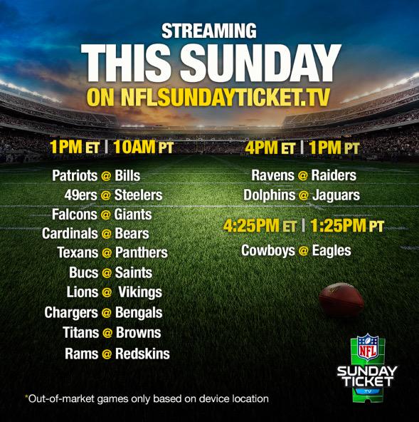 AlexSheinman's tweet photo. Where will you be watching all the NFL games today??
Don't miss a game with http://t.co/yHiWaiGt5p
#STREAMNFLST http://t.co/3dsT5jVoAa