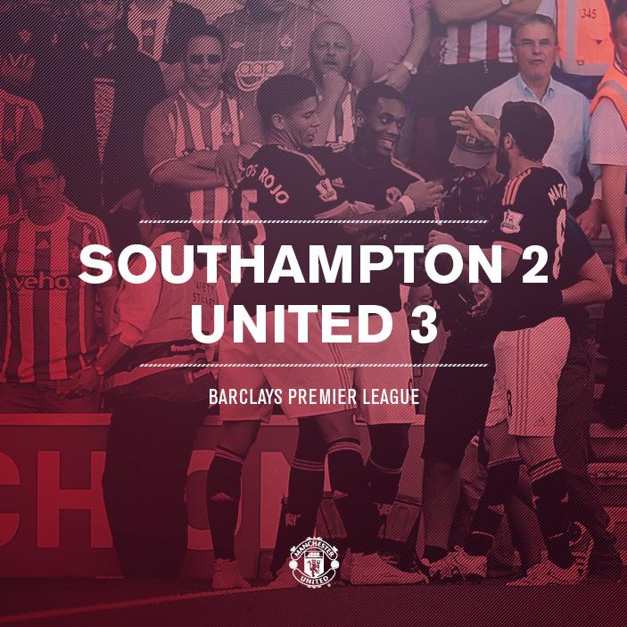 FT: Southampton 2 United 3. Two goals from Martial and one from Mata earn #mufc three points.