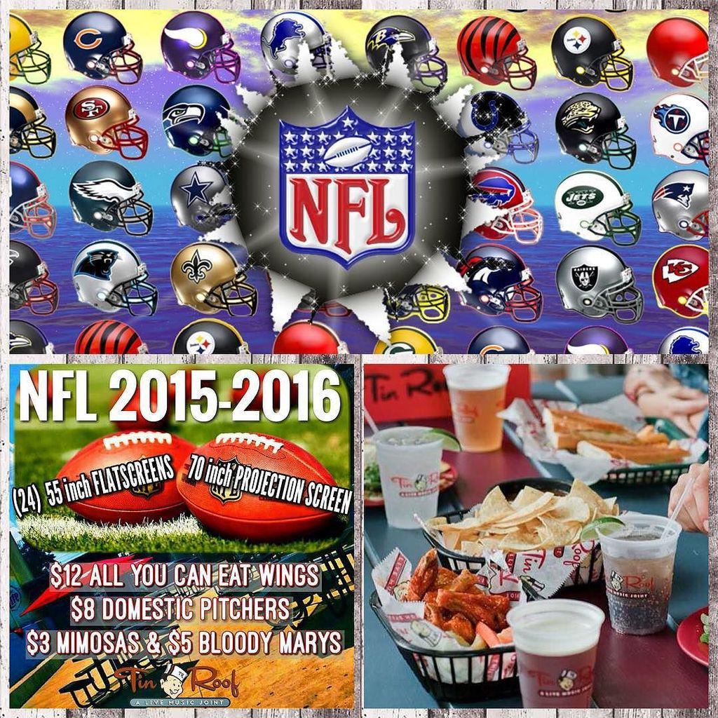 TinRoofBHam's tweet image. NFL Football at the Roof.....Plus AYCE Wings and $8 domestic pitchers!#nflticket #awesomen… ift.tt/1FVtUYU